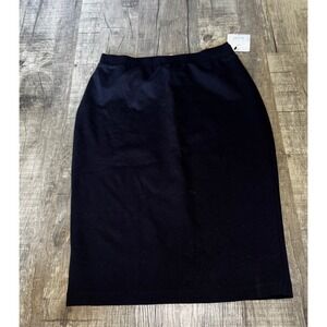 Liz Claiborne Studio Black Ponte Knit Pencil Skirt MT NWT